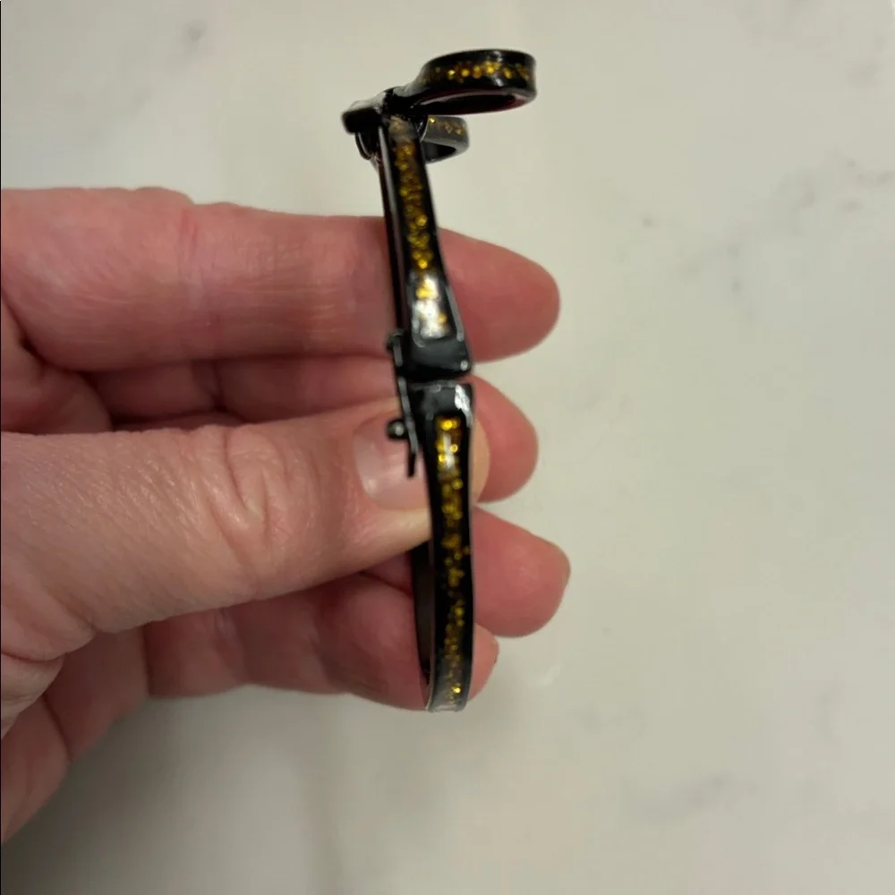 kate spade black and gold bow bangle bracelet